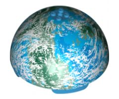 Cylinder Hemisphere 11 x 11, Studs on Top with Alderaan Blue / White / Dark Green Planet Pattern (75011)