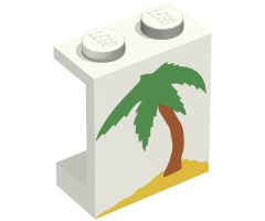 Panel 1 x 2 x 2 - Solid Studs with Palm Tree on Small Island Pattern