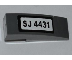 Slope, Curved 3 x 1 with 'SJ 4431' on White Background Pattern (Sticker) - Set 4431