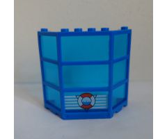 Window Bay 3 x 8 x 6 with Trans-Dark Blue Glass with 5 White Stripes and Coast Guard Pattern