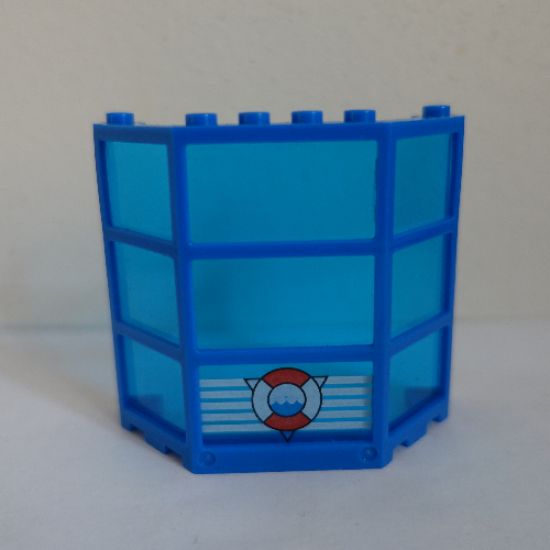 Window Bay 3 x 8 x 6 with Trans-Dark Blue Glass with 5 White Stripes and Coast Guard Pattern