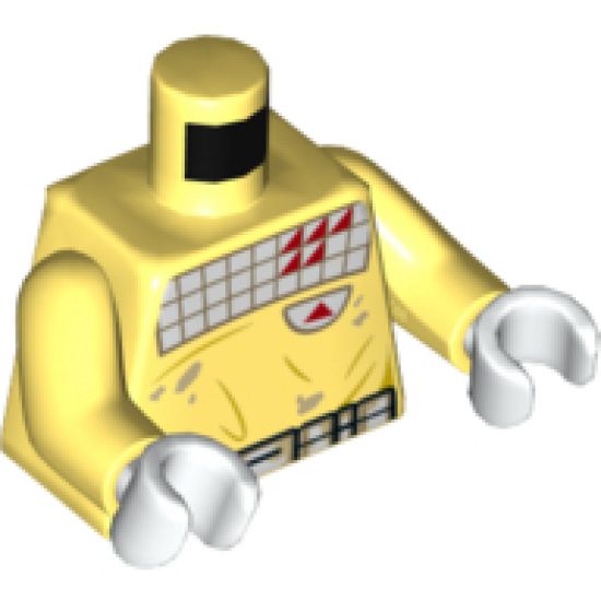Torso SW Jumpsuit, Quilted with Red Triangles Pattern (Kessel Mine Worker) / Bright Light Yellow Arms / White Hands