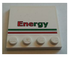 Tile, Modified 4 x 4 with Studs on Edge with Red and Green Stripe and 'Energy' Pattern (Sticker) - Set 7747