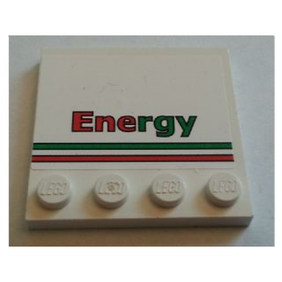 Tile, Modified 4 x 4 with Studs on Edge with Red and Green Stripe and 'Energy' Pattern (Sticker) - Set 7747