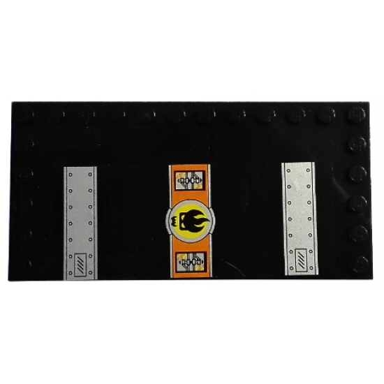 Tile, Modified 6 x 12 with Studs on Edges with Dr. Inferno Logo and Door Hinges Pattern Model Left Side (Stickers) - Set 8637