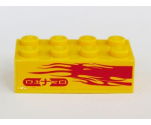Brick 2 x 4 with Light Purple Flames and 'NITRO' on Yellow Background Pattern Model Right Side (Sticker) - Set 8666