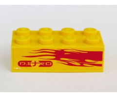 Brick 2 x 4 with Light Purple Flames and 'NITRO' on Yellow Background Pattern Model Right Side (Sticker) - Set 8666