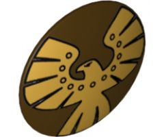 Minifigure, Shield Round with Rounded Front with Gold Eagle Pattern