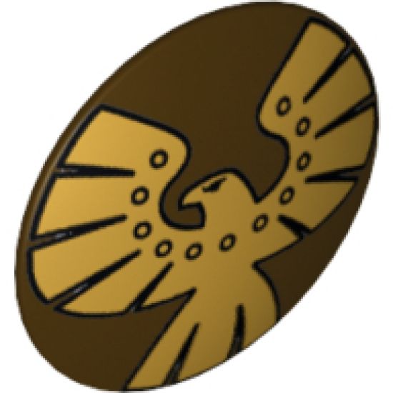 Minifigure, Shield Round with Rounded Front with Gold Eagle Pattern