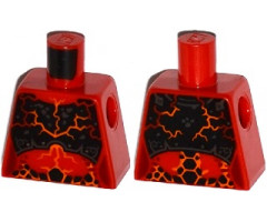 Torso Nexo Knights Female Armor Chest Plate, Orange and Dark Red Cracks and Orange, Black and Dark Red Spots Pattern