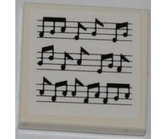 Tile 2 x 2 with Music Notes Pattern (Sticker) - Sets 3818 / 70812