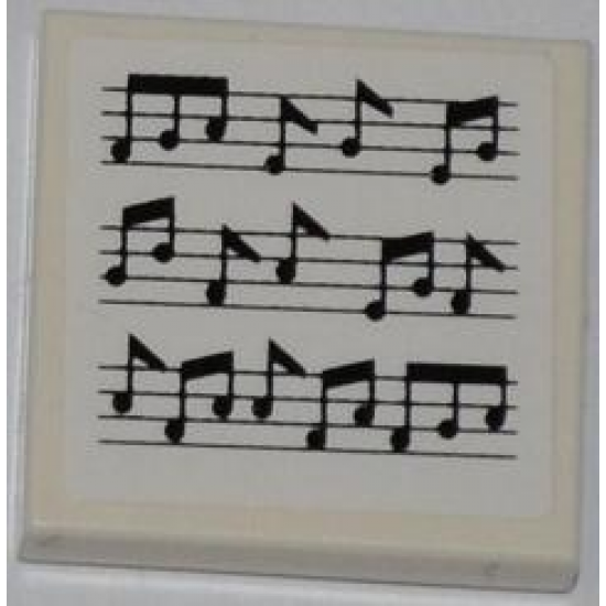 Tile 2 x 2 with Music Notes Pattern (Sticker) - Sets 3818 / 70812