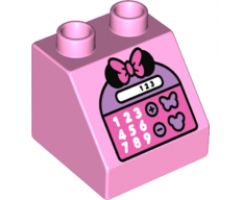 Duplo, Brick 2 x 2 Slope 45 with Calculator with Minnie Mouse Ears and Bow Pattern