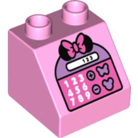 Duplo, Brick 2 x 2 Slope 45 with Calculator with Minnie Mouse Ears and Bow Pattern