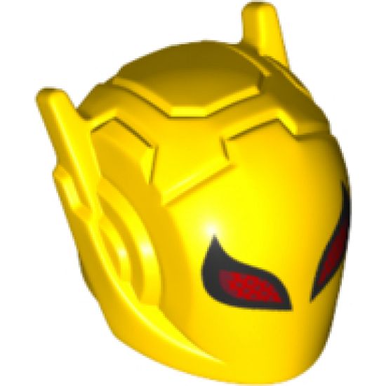Minifigure, Headgear Helmet with Ear Antennae with Large Red Eyes with Black Outline and Dark Red Spots Pattern