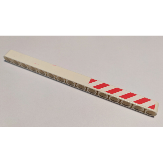 Technic, Liftarm 1 x 15 Thick with Red and White Danger Stripes Pattern Model Right Side (Sticker) - Set 8071