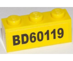 Brick 1 x 3 with Black 'BD60119' on Yellow Background Pattern (Sticker) - Set 60119