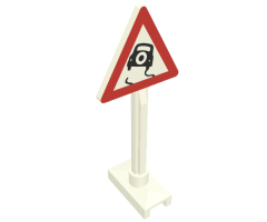 Road Sign Triangle with Skidding Car Pattern (Car with Tire on Back)