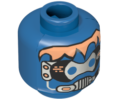 Minifigure, Head Alien with Robot Male, Blue Eyes Pattern - Blocked Open Stud