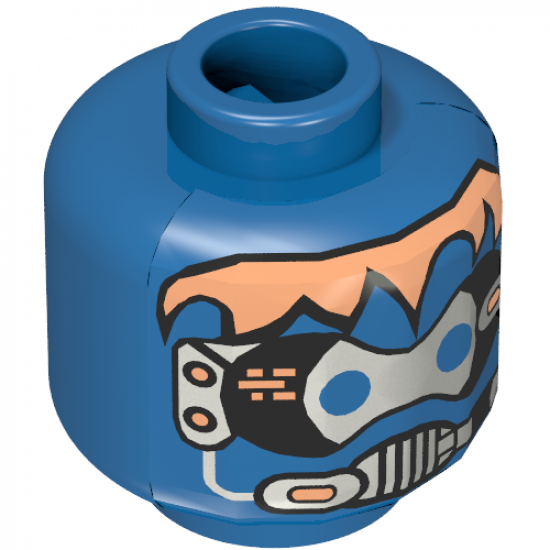 Minifigure, Head Alien with Robot Male, Blue Eyes Pattern - Blocked Open Stud
