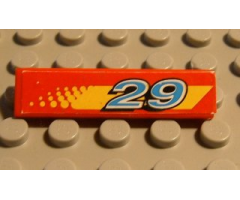 Tile 1 x 4 with '29' and Yellow Stripe (Dot Fade on Left) Pattern (Sticker) - Set 8829