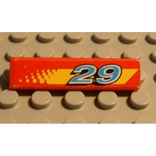 Tile 1 x 4 with '29' and Yellow Stripe (Dot Fade on Left) Pattern (Sticker) - Set 8829