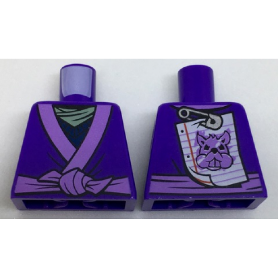 Torso Ninjago Robe with Medium Lavender Trim and Animal Drawing Pinned to Back Pattern