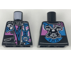 Torso Biker Vest with Dark Pink / Medium Azure Ninjago Characters, Sons of Garmadon Logo and Ninjago 'SOG' on Back Pattern