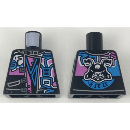 Torso Biker Vest with Dark Pink / Medium Azure Ninjago Characters, Sons of Garmadon Logo and Ninjago 'SOG' on Back Pattern