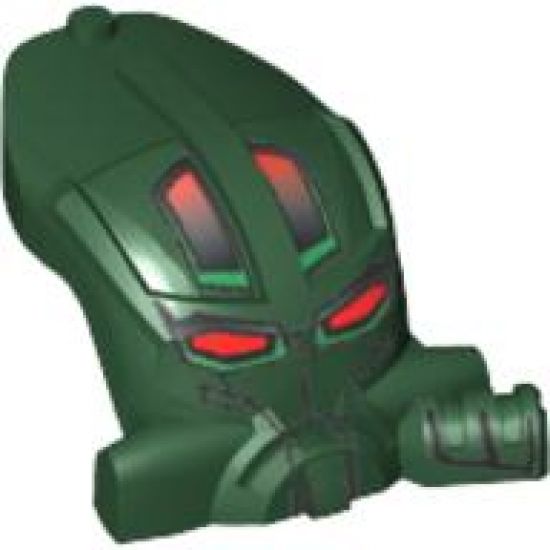 Minifigure, Head, Modified Bionicle Toa Mahri Kongu / Matoro with Red Eyes Pattern (Kongu)