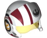 Minifigure, Headgear Helmet SW Rebel Pilot Raised Front and Microphone with Trans-Yellow Visor with Dark Red Stripes and Black Rebel Logo Pattern