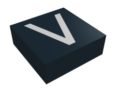 Tile 1 x 1 with Silver Capital Letter V Pattern