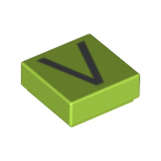 Tile 1 x 1 with Silver Capital Letter V Pattern