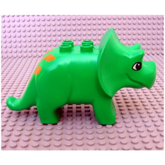Duplo, Animal Dinosaur Triceratops Adult with Brown Spots Pattern