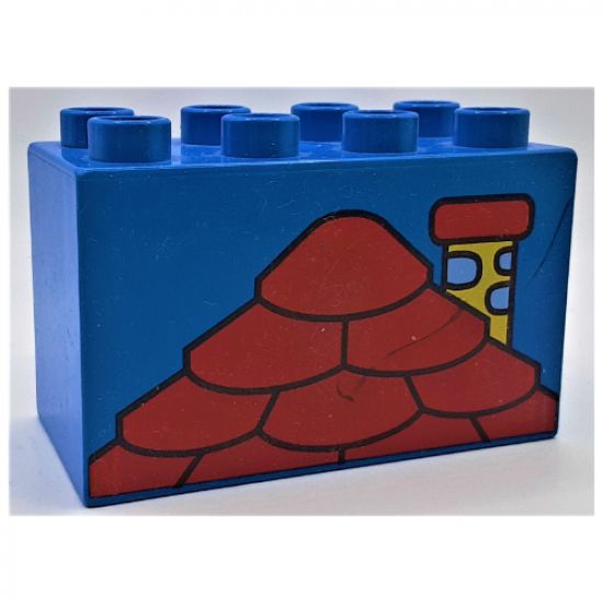 Duplo, Brick 2 x 4 x 2 with Red Roof and Yellow Chimney Pattern