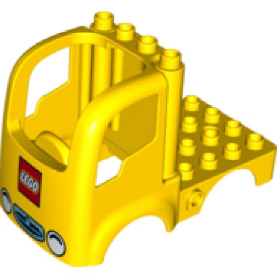 Duplo, Vehicle Car Body Truck 4 x 4 Flatbed with 4 Top Studs, Headlights and LEGO Logo Pattern
