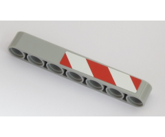 Technic, Liftarm 1 x 7 Thick with Red and 2 White Danger Stripes Pattern Model Right Side (Sticker) - Set 42043