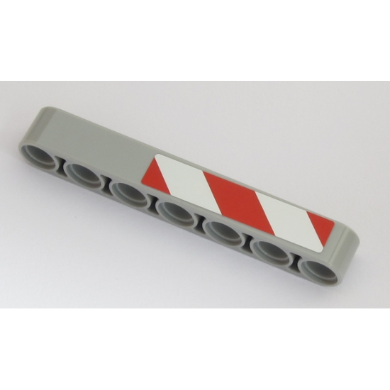 Technic, Liftarm 1 x 7 Thick with Red and 2 White Danger Stripes Pattern Model Right Side (Sticker) - Set 42043