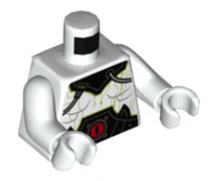 Torso Black Collar and Belt with Red Eye, Silver Cables and Lime Circuitry Pattern / White Arms / White Hands