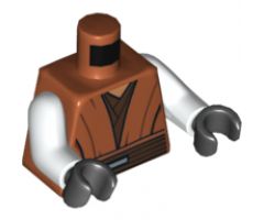 Torso SW Jedi Robe, Reddish Brown Undershirt and Belt Pattern (SW Pong Krell) / White Arms / Black Hands