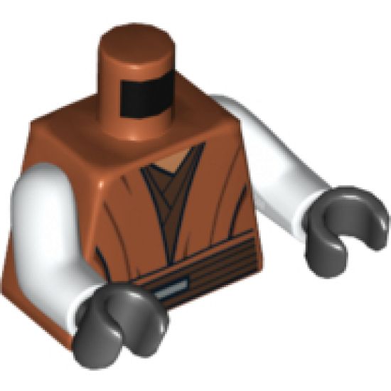 Torso SW Jedi Robe, Reddish Brown Undershirt and Belt Pattern (SW Pong Krell) / White Arms / Black Hands