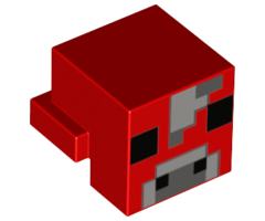 Animal, Body Part Creature Head Pixelated with Light and Dark Bluish Gray and Black Face Pattern (Minecraft Mooshroom)
