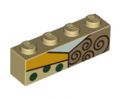 Brick 1 x 4 with Light Aqua Neck, Brown Spirals and Green Dots Pattern (BrickHeadz Sally Chest)