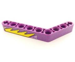 Technic, Liftarm 1 x 9 Bent (6 - 4) Thick with Yellow Flames Pattern Model Right Side (Sticker) - Set 8269