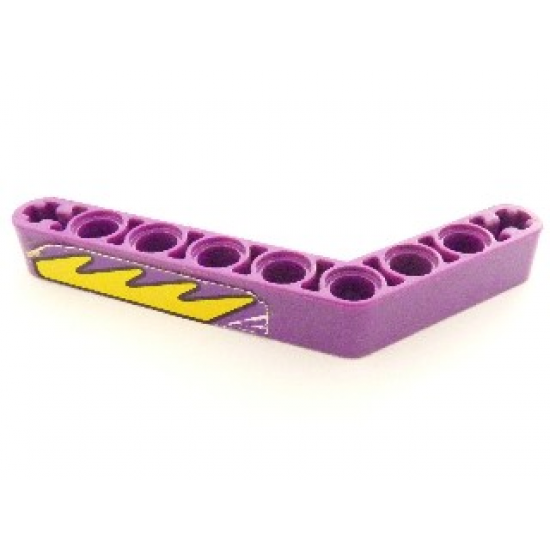 Technic, Liftarm 1 x 9 Bent (6 - 4) Thick with Yellow Flames Pattern Model Right Side (Sticker) - Set 8269
