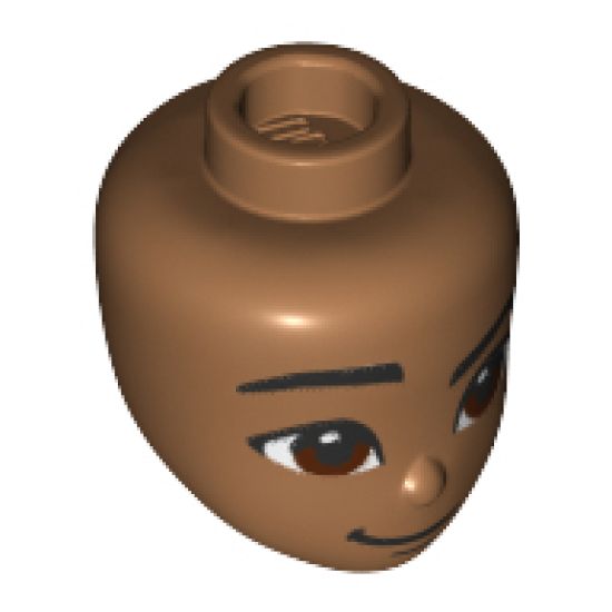 Mini Doll, Head Friends Male with Reddish Brown Eyes, Black Eyebrows Right Raised and Lopsided Grin Pattern