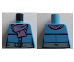 Torso, Jacket Female with Light Bluish Gray Belt and Silver Buckle, Medium Lavender Scarf Pattern