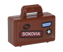 Minifigure, Utensil Briefcase with 'SOKOVIA', Blue and White Stripes, White Star and Black Circle with Red Stripe Pattern (Sticker) - Set 76051