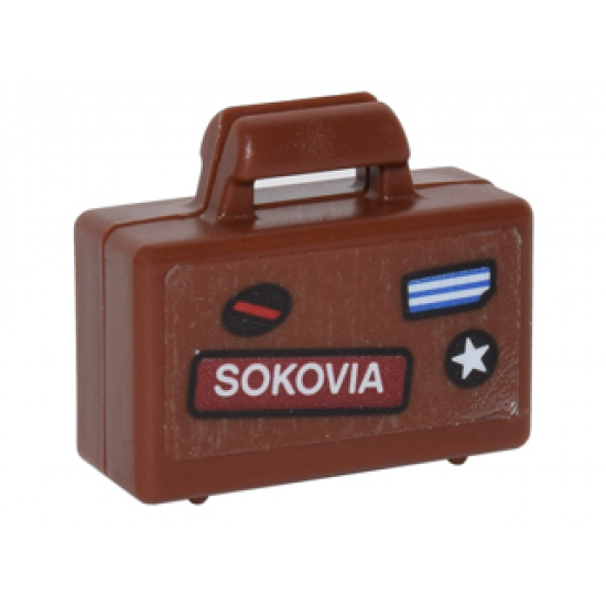 Minifigure, Utensil Briefcase with 'SOKOVIA', Blue and White Stripes, White Star and Black Circle with Red Stripe Pattern (Sticker) - Set 76051