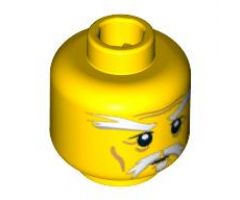 Minifigure, Head White Moustache, Goatee and Eyebrows, Brown Forehead and Cheek Lines, Neutral Pattern - Blocked Open Stud
